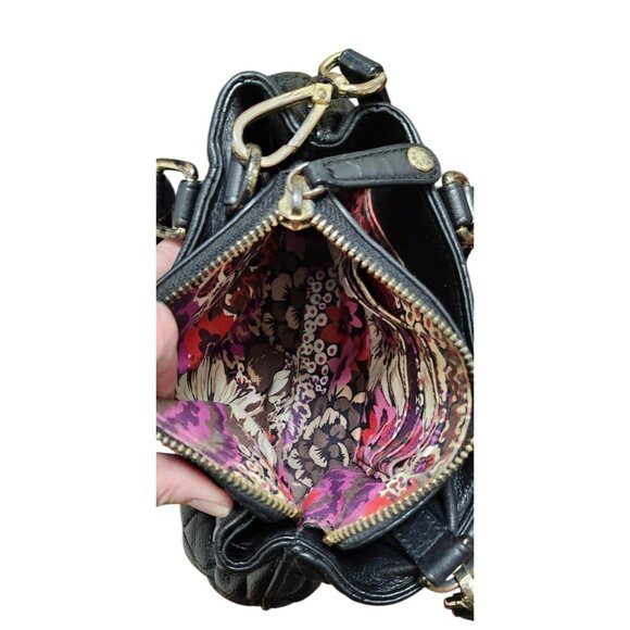 Vera Bradley Black Quilted Leather Mini Bag Crossbody Top Handle Chic Everyday - Picture 12 of 15